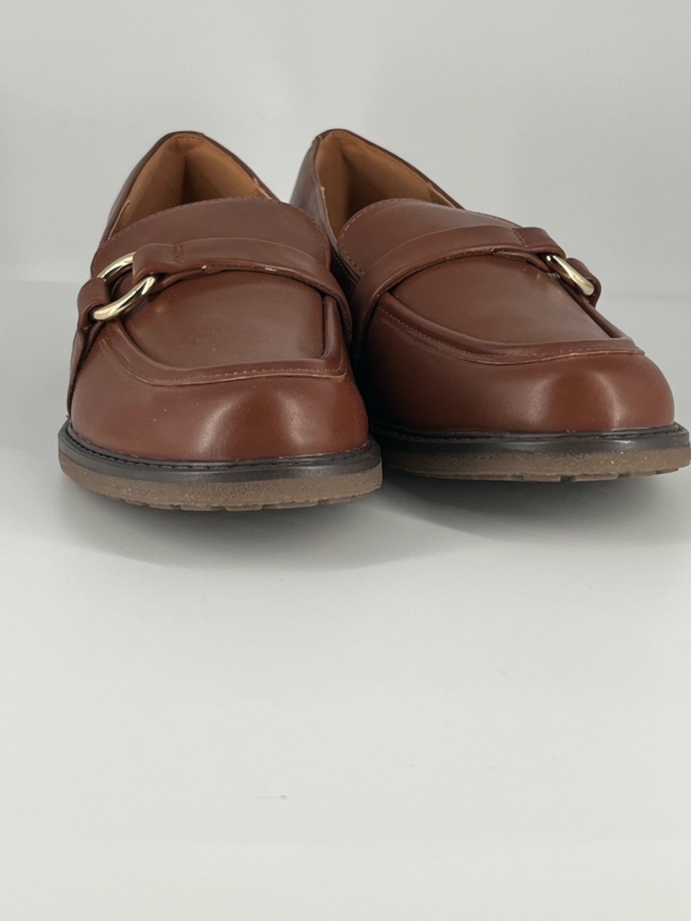 Easy Spirit JEANE Cognac/Brown Leather Slip-On Loafers w/ Gold Accent sz 10 NIB - Picture 4 of 12